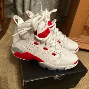 Nike Jordan Kids White and Red High-Top Sneakers